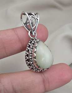 Pendentif en opale naturelle, argent sterling 925, bijoux en argent, cabochon en forme de poire, pierre précieuse faite à la main - Product Image 3