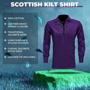 Camisa Ghillie Personalizada de Alta Demanda en Morado Oscuro, Prenda Tradicional de Hombre de las Tierras Altas - Product Image 6