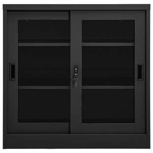 Armoire coulissante en acier anthracite avec verre trempé pour la décoration du salon - Product Image 2