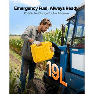 Secure <b>5</b>-<b>Gallon</b> Fuel Container Yellow Flat Fluid <b>Tank</b> Clear Spout 15 L/min Max Flow Rate Leak-Proof for Cars 1 Pack - Product Image 2