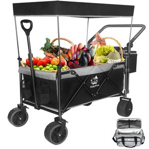 Carrello Pieghevole da 140L con Freno per Ogni Terreno e Tettuccio Rimovibile per Campeggio - Product Image 1