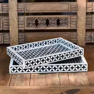Elegant Bone Inlay Serving Tray Art Deco Design Handcrafted Wedding Birthday Diwali Decorative <b>Microwave</b> Safe Lightweight - Product Image 5