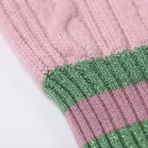 <b>Custom</b> Pink Knitted Women's Cardigan Anti-Pilling Embroidered Logo Contrast Color Trim O-Neck Long Sleeve Panelled Autumn - Product Image 5
