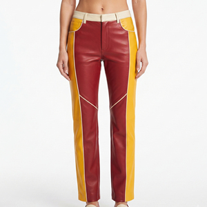 Custom Design Women Genuine Leather Pants Female Pockets Leather <b>Trousers</b> Ladies Slim Fit Leather Pants - Product Image 1
