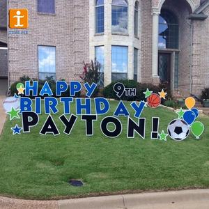 ป้ายสนามหญ้าลูกฟูกกันน้ำแบบกำหนดเอง ป้ายสนามหญ้าคอร์โพลาสต์ ป้ายสนามหญ้าสำหรับงานวันเกิด พร้อมเสา H - Product Image 2