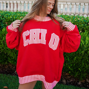 Delta Gamma OEM Premium Cotton Fleece <b>Mock</b> <b>Neck</b> Sweatshirt Women Men Ladies Unisex Polka Dot Gingham Patch Pullover - Product Image 5