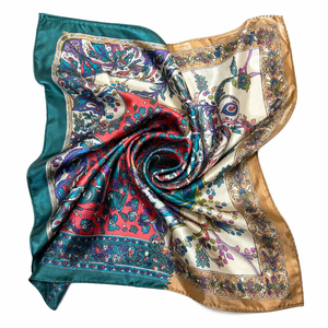 Pañuelos Transpirables de Seda 100% con Estampado Digital, 100x100 cm, Cuadrados de Lujo, Satén/Lona, Estampado Floral, Accesorios de Moda para Mujer - Product Image 1