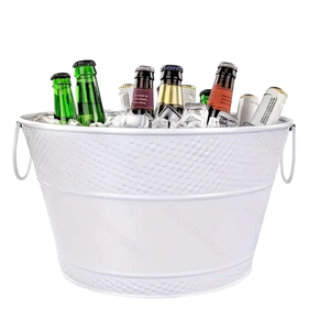 Seau à boissons ovale en acier galvanisé, seau à glace en métal avec poignées, refroidisseur de boissons pour mariages et barbecues à prix avantageux - Product Image 2