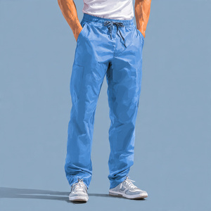 Premium Quality 100% Cotton Comfortable Hospital <b>Scrubs</b> Pants with Knitted Fabric Elastic Waistband Customizable Sizes & Colors - Product Image 3