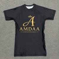 Haut de compression unisexe à manches courtes, noir, rouge, blanc, imprimé par sublimation, respirant, séchage rapide, 220g Spandex/Polyester