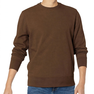เสื้อสเวตเชิ้ตคอกลมสีน้ำตาลธรรมดา แขนยาว ผู้ชาย ผ้าฝ้ายหนานุ่ม สวมใส่สบายๆ สำหรับฤดูใบไม้ร่วงและฤดูหนาว เสื้อผ้าแนวสตรีท - Product Image 1