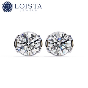 Bijoux en diamants certifiés IGI luxueux, or véritable 18 carats, diamants cultivés en laboratoire, boucles d'oreilles rondes pour femmes - Product Image 2