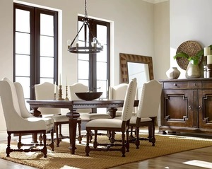 High Quality Modern Luxury Royal Eco-Friendly Durable Solid Teak Wood Carved Dining Table 6 Chair <b>Restaurant</b> <b>Set</b> - Product Image 3