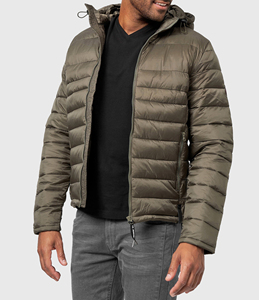 Nylon Hood Lightweight Warm <b>Duck</b> Feather Puffer <b>Coat</b> Outdoor Hooded Puff <b>Coat</b> Front Logo Custom Logo Men's Winter Jacket - Product Image 5