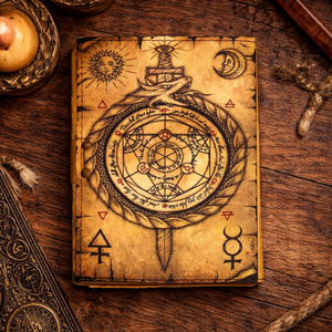 สมุดบันทึกปกหนังแข็งแบบเย็บมือ ขอบฉีกขาด ปรับแต่งได้ สำหรับจดบันทึกคาถา วิเศษ และการทำมนตร์ ดีไซน์โบราณสไตล์วินเทจ - Product Image 2