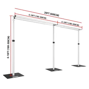 20FTX10FT 더블 크로스바 행거 파티 웨딩 장식 스튜디오 사진 배경 파이프 드레이프 스탠드