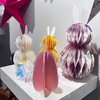 Ornement mural d'intérieur en papier nid d'abeille Lapin de Pâques, 10,25 pouces, imprimé 4 couleurs, haute qualité, emballage polybag PE