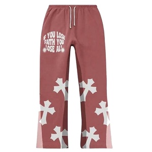 Custom High Quality <b>Men's</b> Set <b>Pullover</b> 100% Cotton Screen Printing Two Piece Breathable <b>Men</b> Tracksuit - Product Image 3