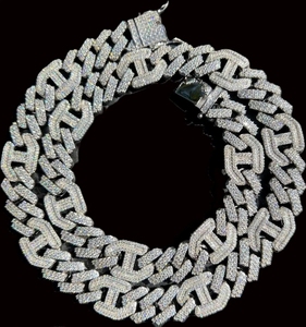 สร้อยคอคิวบันลิงค์แบบฮิปฮอปประดับเพชรโมอิสซาไนต์ เงินแท้ 925 ชุบทอง 18K สำหรับผู้ชาย ประดับเพชรโมอิสซาไนต์ VVS เต็มเส้น - Product Image 3