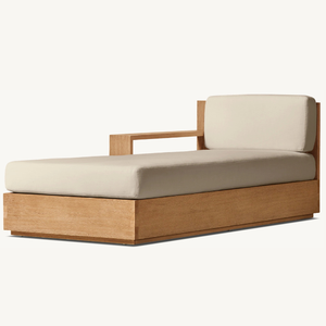 Chaise longue en teck en promotion, style moderne, idéale pour l'extérieur et la plage, durable et de bonne qualité. - Product Image 1