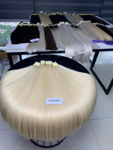 Extensions de cheveux vierges vietnamiennes en vrac les plus vendues de 20 pouces 100g cuticules alignées Super Double étirées prix d'usine cheveux blanchis - Product Image 3