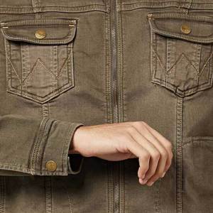 Manufacturer Custom Applique Patch Embroidery logo Denim Cotton Twill Canvas Distressed Rhinestone Detroit <b>Work</b> Jacket Men - Product Image 6