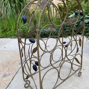 Vintage Iron <b>Wine</b> Rack With Grape Design Rust Resistant Metal Holder For Home Party Use - Product Image 4