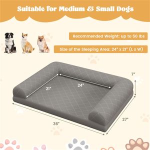 Cuccia Ortopedica per Cani da 36 Pollici con Resistente Schiuma a Uovo, Copertura Grigia Rimovibile e Lavabile e 3 Cuscini Laterali - Product Image 3