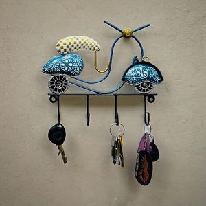 Handmade Metal Bicycle Wall <b>Hook</b> <b>Key</b> Rack with Flower Pattern and 3 <b>Hooks</b> Novelty Design <b>for</b> Home Use - Product Image 6
