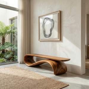 Modern Sculptural <b>Bench</b> Modern Curved <b>Bench</b> Sculptural Furniture With Curved Design For Living Room - Product Image 6