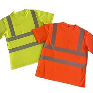 เสื้อยืดโพลีเอสเตอร์แบบสะท้อนแสงสีส้มเหลืองสำหรับงานที่ต้องการการมองเห็นสูง  แบบ unisex - Product Image 2