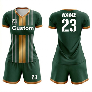 Women's Stripe Soccer Kit Retro Trendy Slim Fit Soccer Jersey 100% Polyester Breathable V Neck Sublimation Football Uniform - Product Image 1