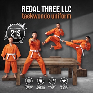 Uniforme de Taekwondo Regal Three Llc Unisex 100% Algodón, Ropa de Práctica Resistente, Corte Regular, Uniforme de Judo, Traje de Boxeo y Karate - Product Image 4