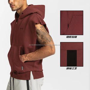 Oem Custom Logo Hoodies Fitness Sports Tank Top con capucha Gym Training Mesh Sudaderas sin mangas para hombres - Product Image 5