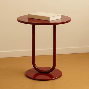 Modern <b>Round</b> <b>Side</b> <b>Table</b> Wood Top - U-Shaped <b>Black</b> Metal Frame Sofa End <b>Table</b> Nightstand Bedside <b>Table</b> for Small Spaces - Product Image 4