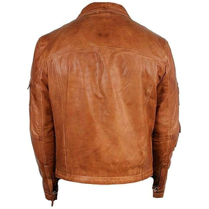 Blouson d'hiver en cuir de haute qualité coupe-vent avec broderie, en peau de mouton, vente en gros, personnalisé pour homme - Product Image 2