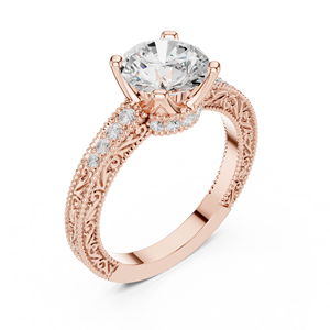 Luxury Rose Gold Round Cut Moissanite Engagement <b>Ring</b> Women’s Solitaire Wedding <b>Ring</b> with Side Stones Custom Fine Jewelry - Product Image 3