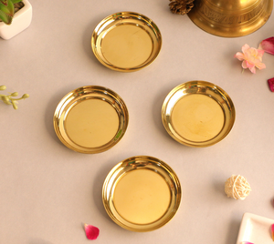 Luxury Handcrafted Premium Brass Pooja Thali Decorative Indian Worship Plate for Home <b>Mandir</b> Diwali Navratri and Wedding Return - Product Image 3