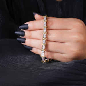 Pulsera de Cadena con Diamantes Cultivados en Laboratorio, Corte Brillante Redondo, 3.45 Quilates, Oro Amarillo de 14K, Calidad VS EF, 15.14g, Joyería de Lujo para Mujer - Product Image 1