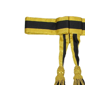 Ceinture de cérémonie brodée en dentelle noire et or avec larges attaches en laiton, ajustable avec épingle de sûreté, de luxe - Product Image 4