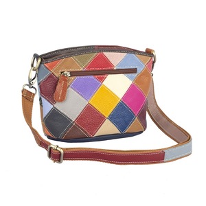 Ando <b>Bag</b> Genuine Cowhide Leather <b>Small</b> Crossbody <b>Bag</b> for Women Multicolor Diamond Patchwork Zipper <b>Shoulder</b> <b>Bag</b> - Product Image 3