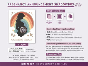 Archivo SVG de Caja de Recuerdos 3D para Embarazo |   Plantilla de Anuncio de Nacimiento de Bebé 8x10 para Cricut, Embalaje de Regalo Multicapa - Product Image 5