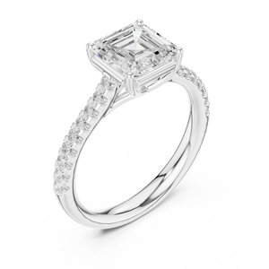 Women's Halo Solitaire Asscher Cut Lab Grown Diamond Engagement <b>Ring</b> GRA Certified <b>Ring</b> <b>Crafted</b> From 14k Solid White Gold - Product Image 5