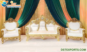 Elegante conjunto de sofá de escenario de boda musulmán lujoso sofá blanco de boda con sillas blanco tema occidental muebles de boda - Product Image 5