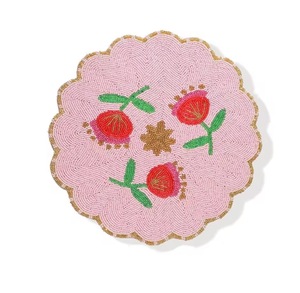 handmade beaded table placemat Mat Mat featuring a butterfly design Butterfly Design Embroidered Dining Mat Table - Product Image 4