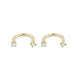 Pendientes de Aro en Forma de U de Oro Blanco de 14K con Diamantes Cultivados en Laboratorio, Pendientes de Aro con Diamantes y Cierre de Rosca, Joyería Fina Elegante y Segura para Mujer - Product Image 1