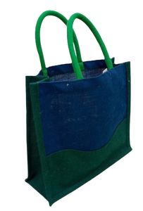 Bolsa de Compras Grande Ecológica de Yute Azul Marino con Asas de Cuerda, Logotipo Personalizado, Bolsa de Supermercado para Regalos - Product Image 4