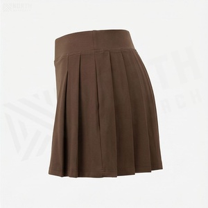 Women's Solid Color Pleated A-Line Mini <b>Skirt</b> <b>Elastic</b> Waist Breathable Sporty Style All Seasons Wear - Product Image 3