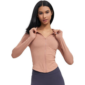 Veste de sport pour femme, en nylon, athlétique, ajustée, extensible, respirante, légère, avec fermeture éclair - Product Image 2