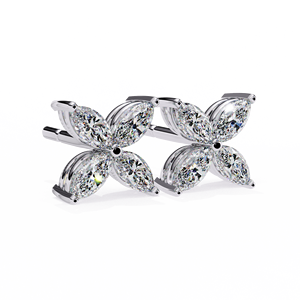Marquise Butterfly <b>Diamond</b> Stud <b>Earrings</b> – 0.88ctw Floral Clover CVD Lab <b>Diamond</b> 10K 14K 18K Solid Gold Piercing Posts - Product Image 3